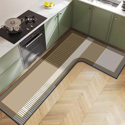Nordic Licht Luxe Diatomeeënaarde Huishoudelijk L-vormig Keukenvloermat Waterabsorptie Antislip Sneldrogend en Onderhoudsvriendelijke Vloermat 80*120*45cm