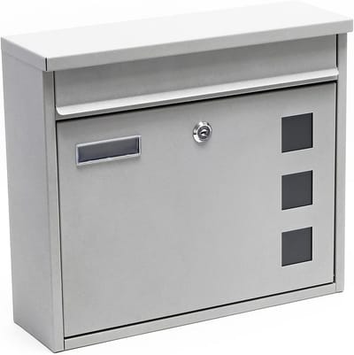 Wandbrievenbus Modern Zilver Gepoedercoat - Inwerpopening en Naamschild