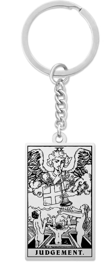 Tarot Sleutelhanger XX: Het Oordeel / Judgement - Zilverkleurig Stainless Steel - Grote Arcana uit Rider-Waite Geïnspireerd - Pax Amare
