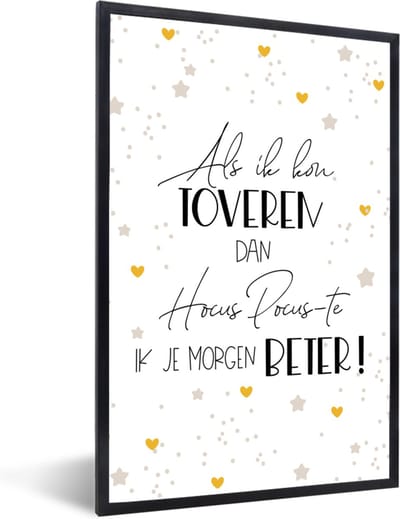 Fotolijst incl. Poster - Beterschap - Spreuken - Hart - Hocus pocus - 40x60 cm - Posterlijst