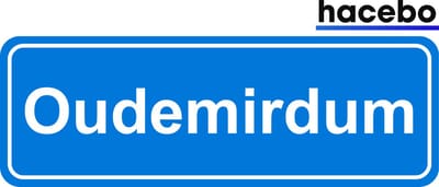 Hacebo - Plaatsnaam Sticker - 29x10 CM - Oudemirdum sticker - Verkeersborden sticker - grappige cadeaus - Oudemirdum