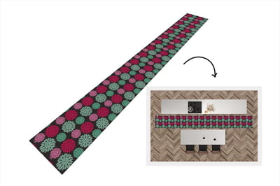 Keukenloper - Keukenmat - Bloemen - Vintage - Roze - Turquoise - Patronen - 400x50 cm - Keuken vloerkleed