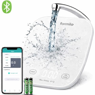 Formilo Keukenweegschaal Digitaal - Weegschaal Keuken - Precisie Weegschaal - Keuken Weegschaal - inclusief app - Weegschaalkeuken - 1 gram - 5 kg - Tarra functie - Incl. Batterijen