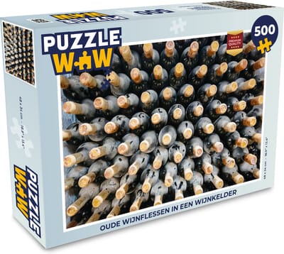 Puzzel Oude wijnflessen in een wijnkelder - Legpuzzel - Puzzel 500 stukjes