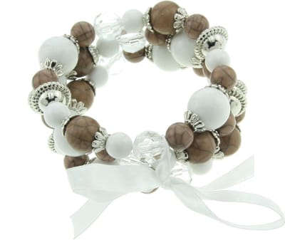 Behave - elastische armband met kralen en strik - natuurlijke stijl