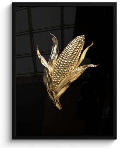 Fotolijst inclusief poster - Posterlijst 50x70 cm - Posters - Mais - Eten - Goud - Zwart - Foto in lijst - Keuken decoratie muur - Wanddecoratie accessoires - Muurdecoratie - Schilderijen
