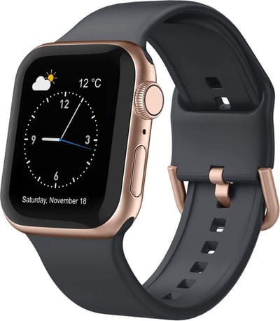 Siliconen bandje - geschikt voor Apple Watch series 1/2/3/4/5/6/7/8/9/10/11/ SE (1,2,3) / Ultra (1,2,3) met maat 44 mm / 45 mm / 46 mm / 49 mm - Donkergrijs