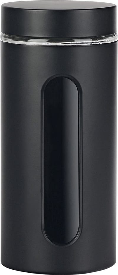 Voorraadpot venster zwart mat 1,2L glas