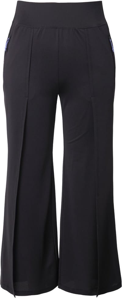 Ulla Popken - Dames - Broek UV-bescherming 50+ wijde pijpen gerecycled - Zwart - Maat 46+
