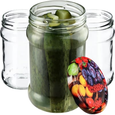 KADAX Kleine inmaakpotten, 315 ml, diameter 66 mm, potten voor honing, jampotten met deksel, luchtdichte, ronde potten (10 stuks, fruit)