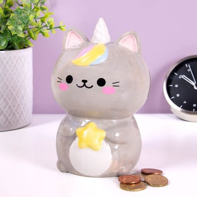 Coin bank Kawaii Starry gray ceramic van Balvi