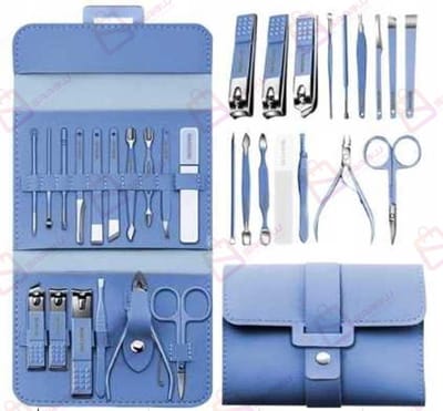 16-delige Manicure & pedicuresets – pedicureset professioneel – RVS Gereedschap in Luxe Etui – manicure set – 75846