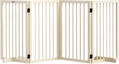 PawHut Huisdierhekje - Massief Hout - 206x35,5x76cm - Natuurlijk Hout