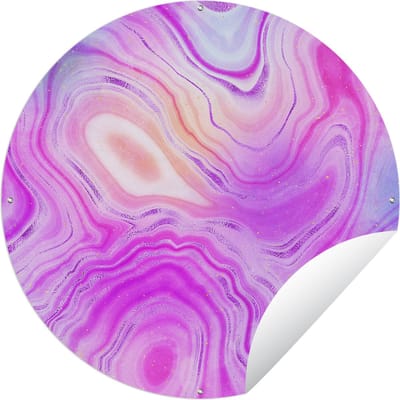Tuincirkel Neon - Agaat geode - Stenen - 60x60 cm - Ronde Tuinposter - Buiten