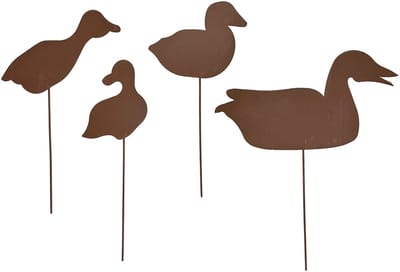UNUS® Tuinstekers eendenfamilie moeder met 3 kuikens roestlook