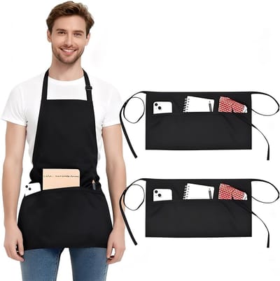 Schorten met zakken - waterdicht zwart - verstelbaar voor mannen en vrouwen - ideaal voor horeca - ShopVlot