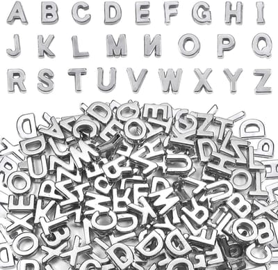 130 stks 12.5mm Groot Gat Alfabet Letter Kralen Zilver Acryl Spacer Kralen voor Armband Ketting DIY Sieraden Maken
