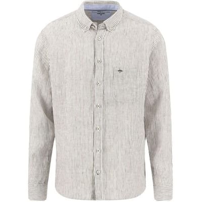 Fynch-Hatton Overhemd Linen Stripe Long Sleeve Donker Khaki / male