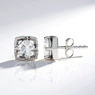 Cavill - 925 Sterling Zilver Platina Oorbellen met 2 Danburiet Kristallen 1,022 ct - Antiek Kussen Slijpsel - Elegant 10 mm