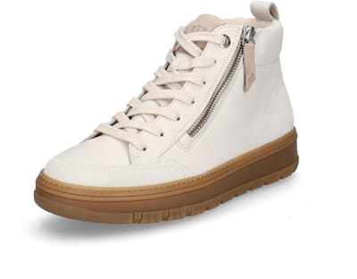 Enkelhoge sneakers rundnappaleer Van Paul Green wit