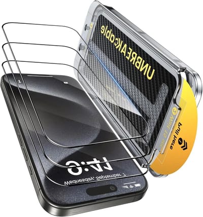Set van 3 Screenprotectors voor iPhone 15 Pro Max - Tempered Glass, Schokbestendig, Volledige Bedekking, 9H+ Hardheid, 99.99% HD Helderheid
