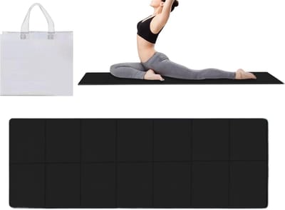 Opvouwbare Yogamat - Trainingsmat Fitness - Veilige Oefeningen - Antislip Gestructureerd - 6 mm Dik - Zwart