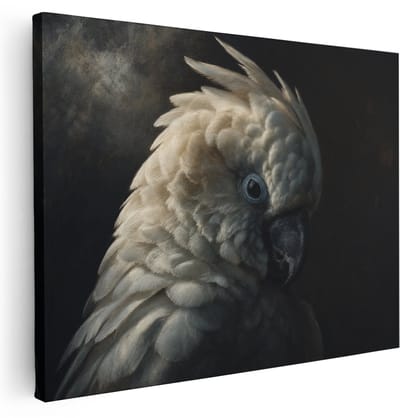 Artaza Canvas Schilderij Kaketoe Portret - Donkere Kunst - Vogeldier - 40x30 cm - Klein - Wanddecoratie Woonkamer - Schilderijen - Muurdecoratie