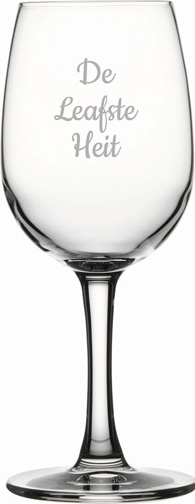 Gegraveerde witte wijnglas 26cl De Leafste Heit