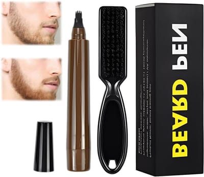 Beard Pencil Set voor Mannen, Waterproof Baardvuller met Baardborstel, Perfect Cadeau voor Vader en Grootvader, Donkerbruin, Ideaal voor Natuurlijke Look en Precisie