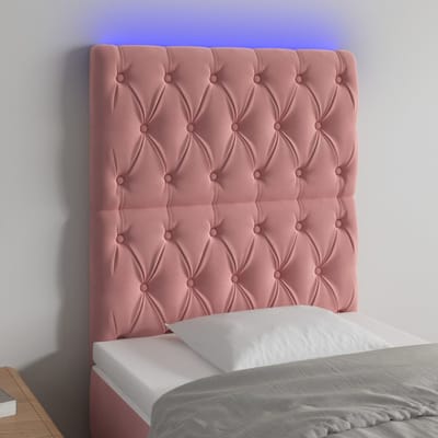 vidaXL - Hoofdbord - LED - 80x7x118/128 - cm - fluweel - roze
