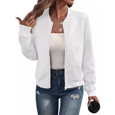 Herfst Winter Effen Kleur Ritsjas Baseballkraag Casual Jas voor Dames Lange Mouw Jassen & Jassen S