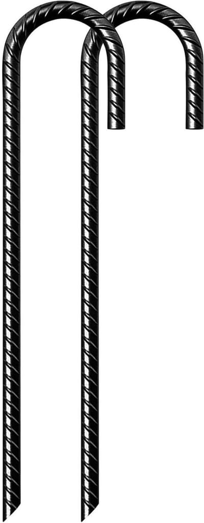 Tuinharingen 2 stuks - Grondpennen Ankers - Buiten Bevestigen - Verzinkt Staal J-vorm - 40 cm Lengte - Zilver