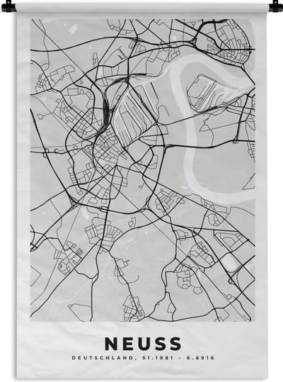 Wandkleed - Wanddoek - Plattegrond - Neuss - Kaart - Stadskaart - Duitsland - 120x180 cm - Wandtapijt
