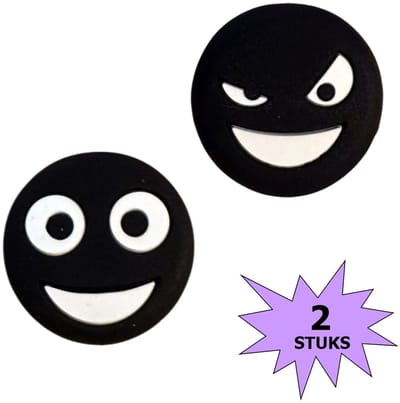 Fako Bijoux® - Tennisdemper - Emoji - Tweezijdig - Zwart - 2 Stuks