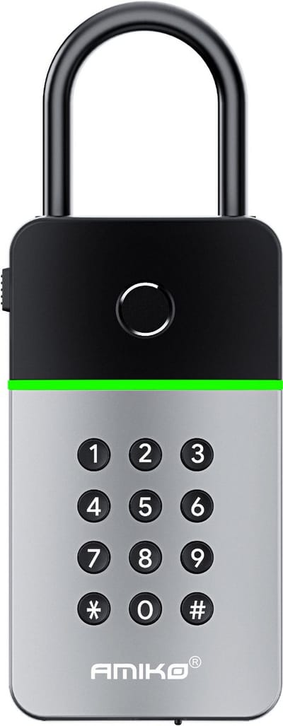 Amiko KB01 Smart Box – Slimme Sleutelkluis met TUYA App, Bluetooth & PIN-code – IP66 Waterdicht – Wandmontage – Zwart