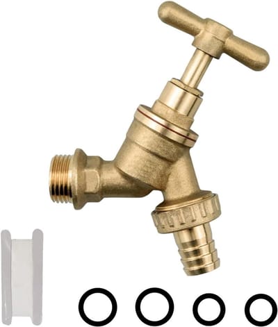 ByShane - 1/2 inch kraan met 4 afstandhouders voor buiten - Messing kraanslot - Ø 15 mm - Tuinkraan met accessoires