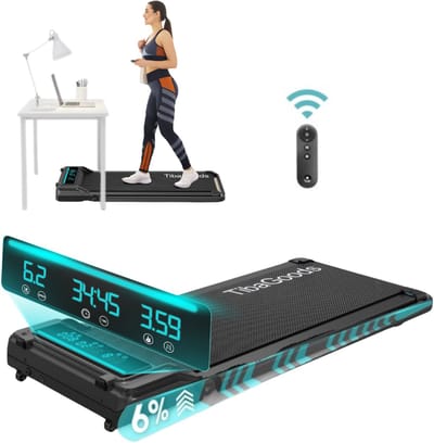 TibaGoods Loopband Inklapbaar - 1 t/m 6.5 km/h - 120kg belastbaar gewicht - Hardloopband voor thuis - Walking pad - Hometrainer - Hellingsfunctie 6% - Treadmill - Wandelband - Sport - Hardlopen - Voor onder het bureau