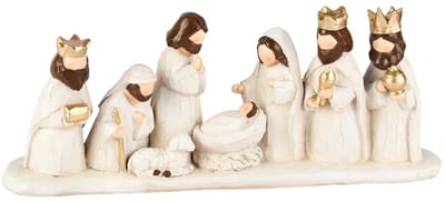Dekoratief | Ensemble kerststalfiguren, wit, resina, 27x6x11cm | A255040