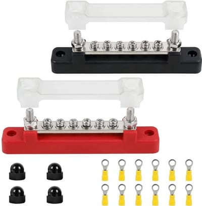 Allecto - 6 Terminal Power Rail - 150A Verdeelblok met Deksel - voor