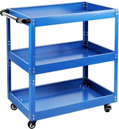 Dailygoods- Werkplaatswagen 3-laags - Multifunctionele Transportwagen - Draagkracht 250 kg - Kras-/stoot-/roestbestendig - Afmetingen 66 × 35,5 × 72 cm - Geschikt voor binnen- en buitengebruik