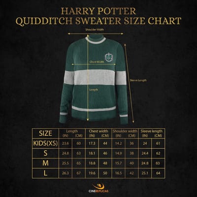 Cinereplicas Harry Potter - Slytherin Quidditch Sweater / Zwadderich Zwerkbal Trui / Trui - XL
