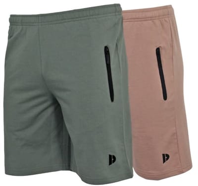 2-Pack Donnay - Joggingshort (Nick) - Sportshort - Heren - Jungle green/Taupe grey (799) - maat S