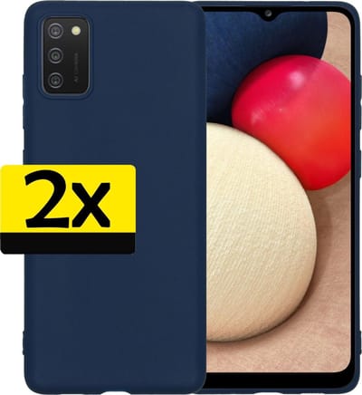 Hoesje - 2 Stuks - Geschikt voor Samsung Galaxy A02s - Sterk & Shockproof - Case Siliconen - Back Cover - Telefoon Hoes - Telefoonhoesjes - Donkerblauw