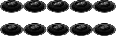 Spot Armatuur 10 Pack - Proma Domy Pro - GU10 Inbouwspot - Rond - Zwart - Aluminium - Verdiept - Kantelbaar - Ø105mm