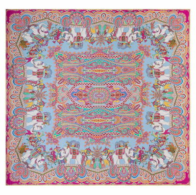 ROECKL sjaal Elephant Parade Silk 140x140 Multi Ciel kleurrijke