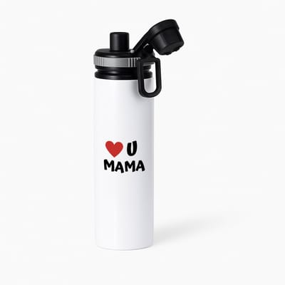 Hacebo® - I love u mama waterfles met draaidop grijs - Moeder - de liefste mama - Moeder cadeautjes - moederdag - verjaardag - geschenk - kado - water fles - 850ML