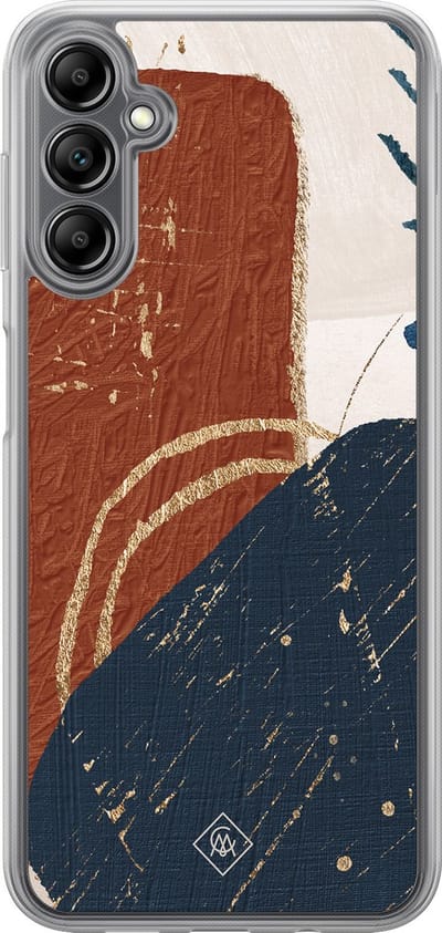 Casimoda® hoesje - Geschikt voor Samsung Galaxy A14 5G - Abstract Terracotta - 2-in-1 case - Schokbestendig - Geometrisch patroon - Verhoogde randen - Rood, Transparant