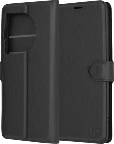Techsuit Leather Folio Book Wallet Case hoesje voor OnePlus 12R - Zwart