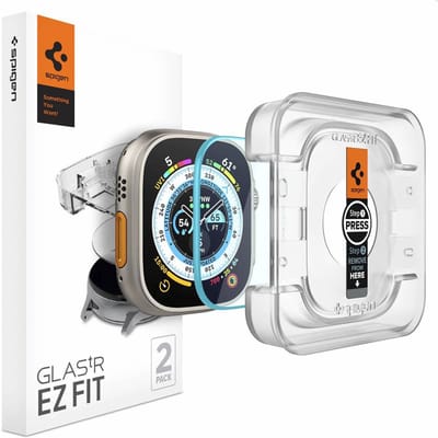Spigen EZ FIT Glas.tR Screenprotector met applicator voor de Apple Watch Ultra - 49 mm  - Transparant