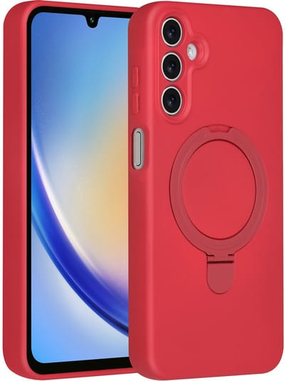 TUNIQ telefoonhoesje voor Samsung Galaxy A15 5G - MagSafe met ringstand - Rood